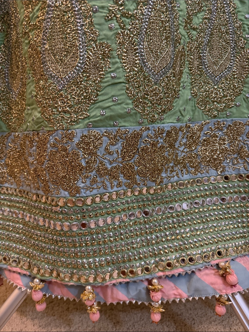 Khaadi Khaas mukaish work gorgeous pastel colors embellished dress. Size 14 - Picture 8 of 16